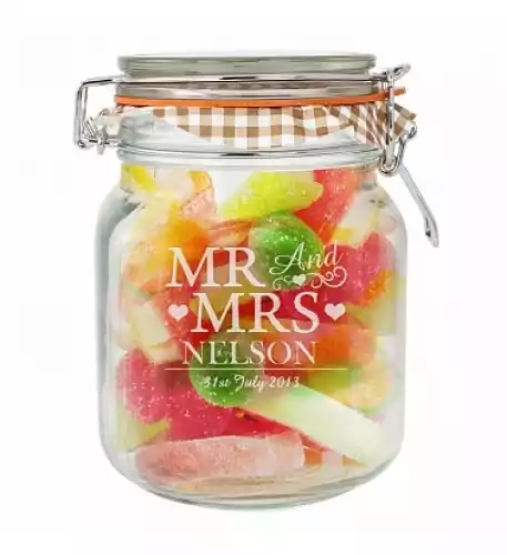 PERSONALISED MR & MRS GLASS KILNER JAR
