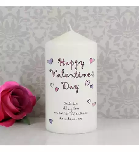 PERSONALISED FLOWERS AND BUTTERFLIES HAPPY VALENTINES DAY CANDLE