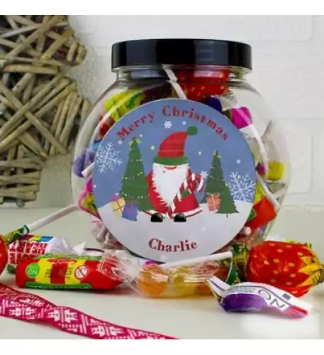 PERSONALISED TARTAN SANTA SWEET JAR
