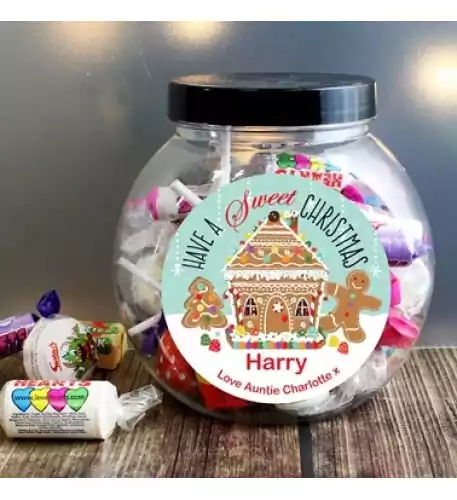 PERSONALISED GINGERBREAD HOUSE SWEET JAR
