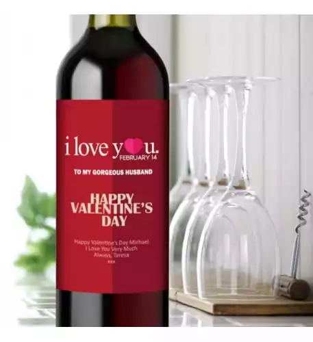 I Love You Valentine's Day Wine Gift Personalised