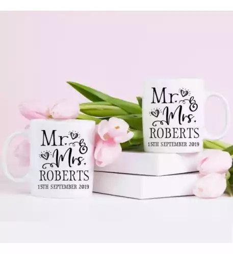 Personalised Mr and Mrs Mug Set