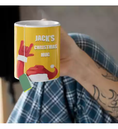 Personalised Rock and Roll Christmas Mug