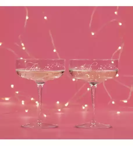 Personalised Star Couples Champagne Coupe Glass Set