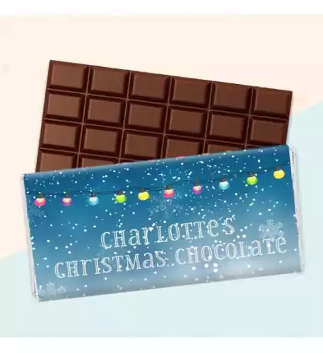 Personalised Festive Lights Christmas Chocolate Bar