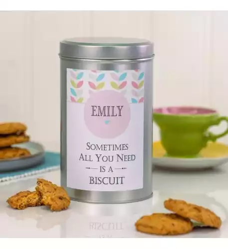 Personalised Biscuit Tin with a Dozen Biscuits