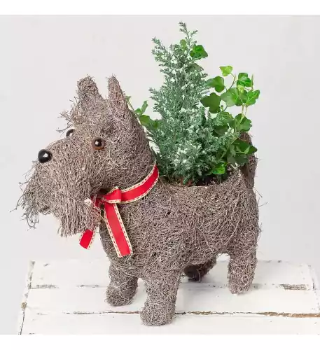 Christmas Dog Planter