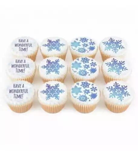 12 snowflake cupcakes