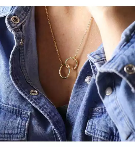 Gold Plated Linked Circles Necklace