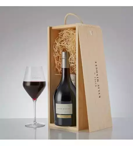 A Kylie Minogue Pinot Noir in a Wooden Gift Box